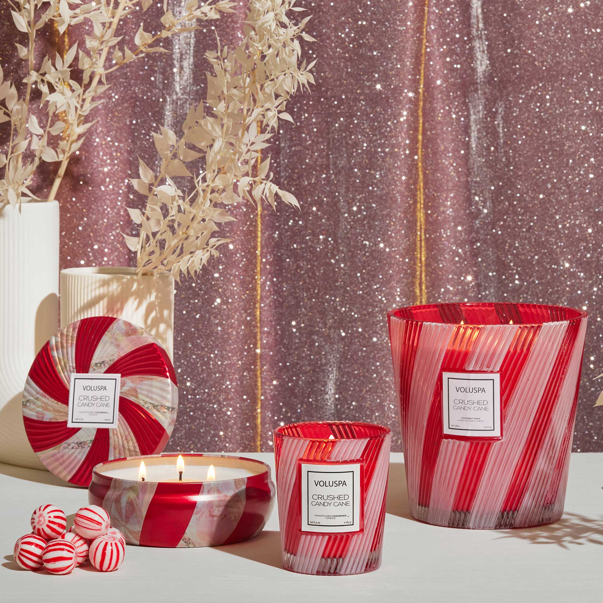 Crushed Candy Cane - 3 Wick Hearth Candle - Image 2